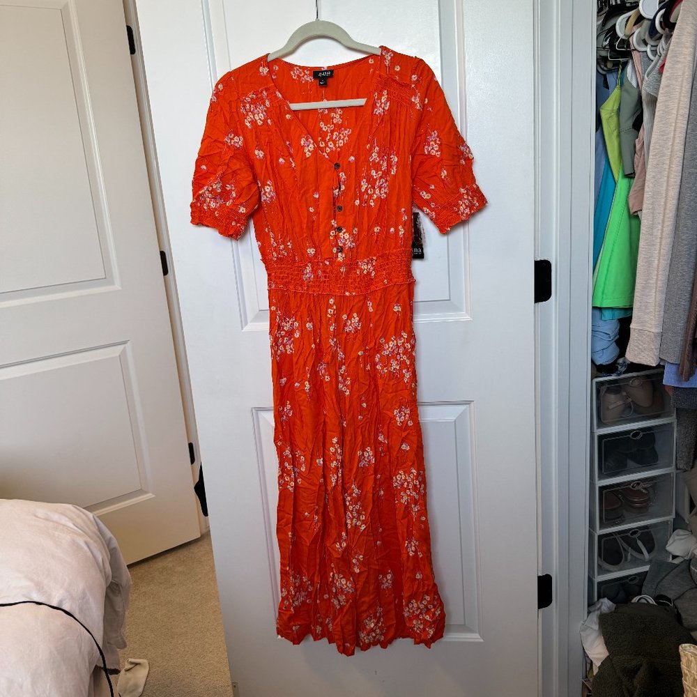 NWT a.n.a Orange Floral Jumper Size S